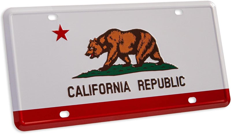 Pickwicks California State Flag License Plate – Embossed HD Aluminum – Golden State Pride – Decorative Car Tag – 6”x12” Novelty Metal Sign (California) - Image 1